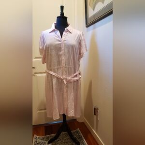 Alexis Pink Striped Shirtwaist Dress with Belt